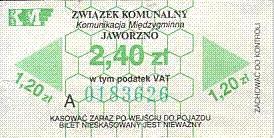 Communication of the city: Jaworzno (Polska) - ticket abverse. <IMG SRC=img_upload/_0ekstrymiana2.png>