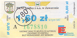 Communication of the city: Jaworzno (Polska) - ticket abverse. <IMG SRC=img_upload/_przebitka.png alt="przebitka"><IMG SRC=img_upload/_0ekstrymiana2.png>