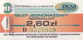 Communication of the city: Jaworzno (Polska) - ticket abverse