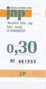 Communication of the city: Jēkabpils (Łotwa) - ticket abverse. 