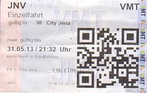 Communication of the city: Jena (Niemcy) - ticket abverse. 