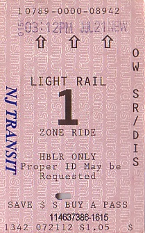 Communication of the city: Jersey City (Stany Zjednoczone) - ticket abverse