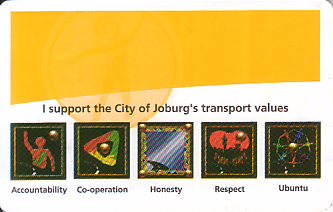 Communication of the city: Johannesburg (Południowa Afryka) - ticket reverse