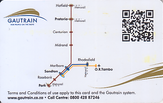 Communication of the city: Johannesburg (Południowa Afryka) - ticket reverse