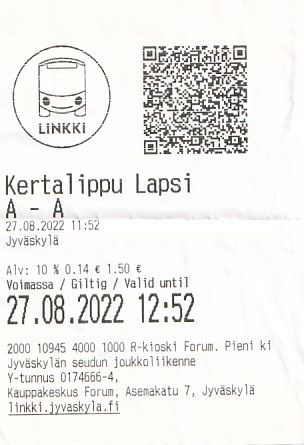 Communication of the city: Jyväskylä (Finlandia) - ticket abverse. 