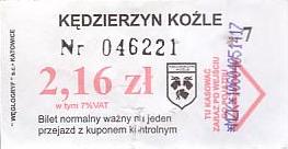 Communication of the city: Kędzierzyn-Koźle (Polska) - ticket abverse. <IMG SRC=img_upload/_0karnet.png alt="karnet"><!--śmieszne ceny-->