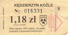 Communication of the city: Kędzierzyn-Koźle (Polska) - ticket abverse. <IMG SRC=img_upload/_0karnet.png alt="karnet"><!--śmieszne ceny-->