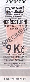 Communication of the city: Karlovy Vary (Czechy) - ticket abverse. najniższy nr seryjny w kolekcji