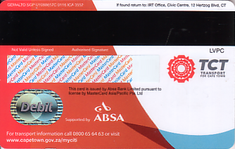 Communication of the city: Kaapstad (Południowa Afryka) - ticket reverse