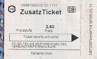 Communication of the city: Nettetal (Niemcy) - ticket abverse