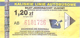 Communication of the city: Kalisz (Polska) - ticket abverse. 