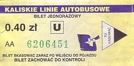 Communication of the city: Kalisz (Polska) - ticket abverse