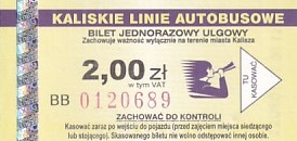 Communication of the city: Kalisz (Polska) - ticket abverse. <IMG SRC=img_upload/_0wymiana2.png>