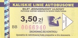 Communication of the city: Kalisz (Polska) - ticket abverse