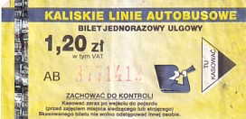 Communication of the city: Kalisz (Polska) - ticket abverse. 