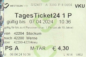 Communication of the city: Kamen (Niemcy) - ticket abverse