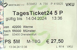 Communication of the city: Kamen (Niemcy) - ticket abverse.