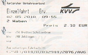 Communication of the city: Karlsruhe (Niemcy) - ticket abverse. 