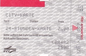 Communication of the city: Karlsruhe (Niemcy) - ticket abverse
