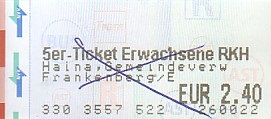 Communication of the city: Kassel (Niemcy) - ticket abverse. <IMG SRC=img_upload/_0wymiana2.png>