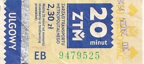 Communication of the city: Katowice (Polska) - ticket abverse. orientacja rewersu
zgodna z prawdziwą