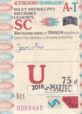 Communication of the city: Katowice (Polska) - ticket abverse. 