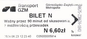 Communication of the city: Katowice (Polska) - ticket abverse. 