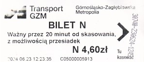 Communication of the city: Katowice (Polska) - ticket abverse. <IMG SRC=img_upload/_0wymiana2.png>