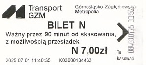 Communication of the city: Katowice (Polska) - ticket abverse. 