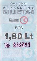Communication of the city: Kaunas (Litwa) - ticket abverse