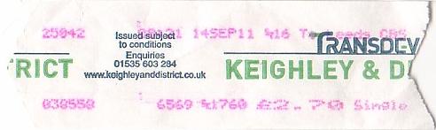 Communication of the city: Keighley (Wielka Brytania) - ticket abverse. <IMG SRC=img_upload/_0wymiana2.png>