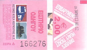 Communication of the city: Kérkyra [Κέρκυρα] (Grecja) - ticket abverse. 