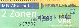 Communication of the city: Kiel (Niemcy) - ticket abverse. 