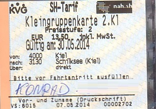 Communication of the city: Kiel (Niemcy) - ticket abverse. 