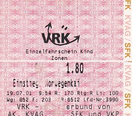 Communication of the city: Kiel (Niemcy) - ticket abverse