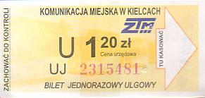 Communication of the city: Kielce (Polska) - ticket abverse. <IMG SRC=img_upload/_pasekIRISAFE.png alt="pasek IRISAFE"><IMG SRC=img_upload/_0wymiana2.png>