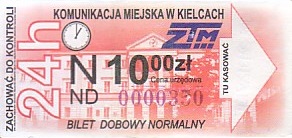 Communication of the city: Kielce (Polska) - ticket abverse. <IMG SRC=img_upload/_pasekIRISAFE6.png alt="pasek IRISAFE">