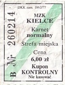 Communication of the city: Kielce (Polska) - ticket abverse. <IMG SRC=img_upload/_0karnetkk.png alt="kupon kontrolny karnetu">