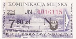 Communication of the city: Kielce (Polska) - ticket abverse. <IMG SRC=img_upload/_pasekIRISAFE.png alt="pasek IRISAFE">