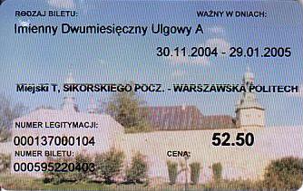Communication of the city: Kielce (Polska) - ticket abverse. 