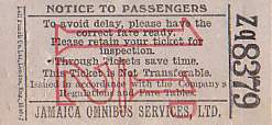Communication of the city: Kingston (Jamajka) - ticket abverse. 