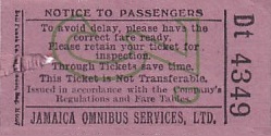 Communication of the city: Kingston (Jamajka) - ticket abverse