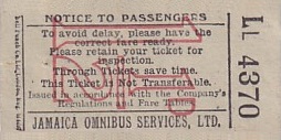 Communication of the city: Kingston (Jamajka) - ticket abverse.