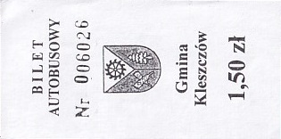 Communication of the city: Kleszczów (Polska) - ticket abverse. 