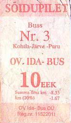 Communication of the city: Kohtla-Järve (Estonia) - ticket abverse. 