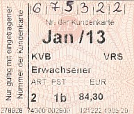 Communication of the city: Köln (Niemcy) - ticket abverse