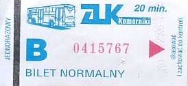 Communication of the city: Komorniki (Polska) - ticket abverse
