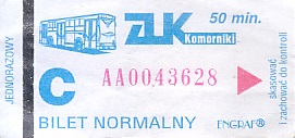 Communication of the city: Komorniki (Polska) - ticket abverse. 