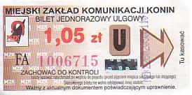 Communication of the city: Konin (Polska) - ticket abverse