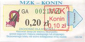 Communication of the city: Konin (Polska) - ticket abverse. <IMG SRC=img_upload/_przebitka.png alt="przebitka">